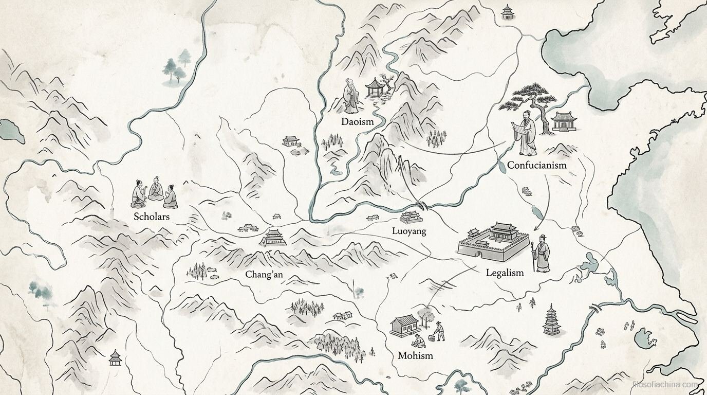 Itinerario: El mapa de las escuelas pre-Qin