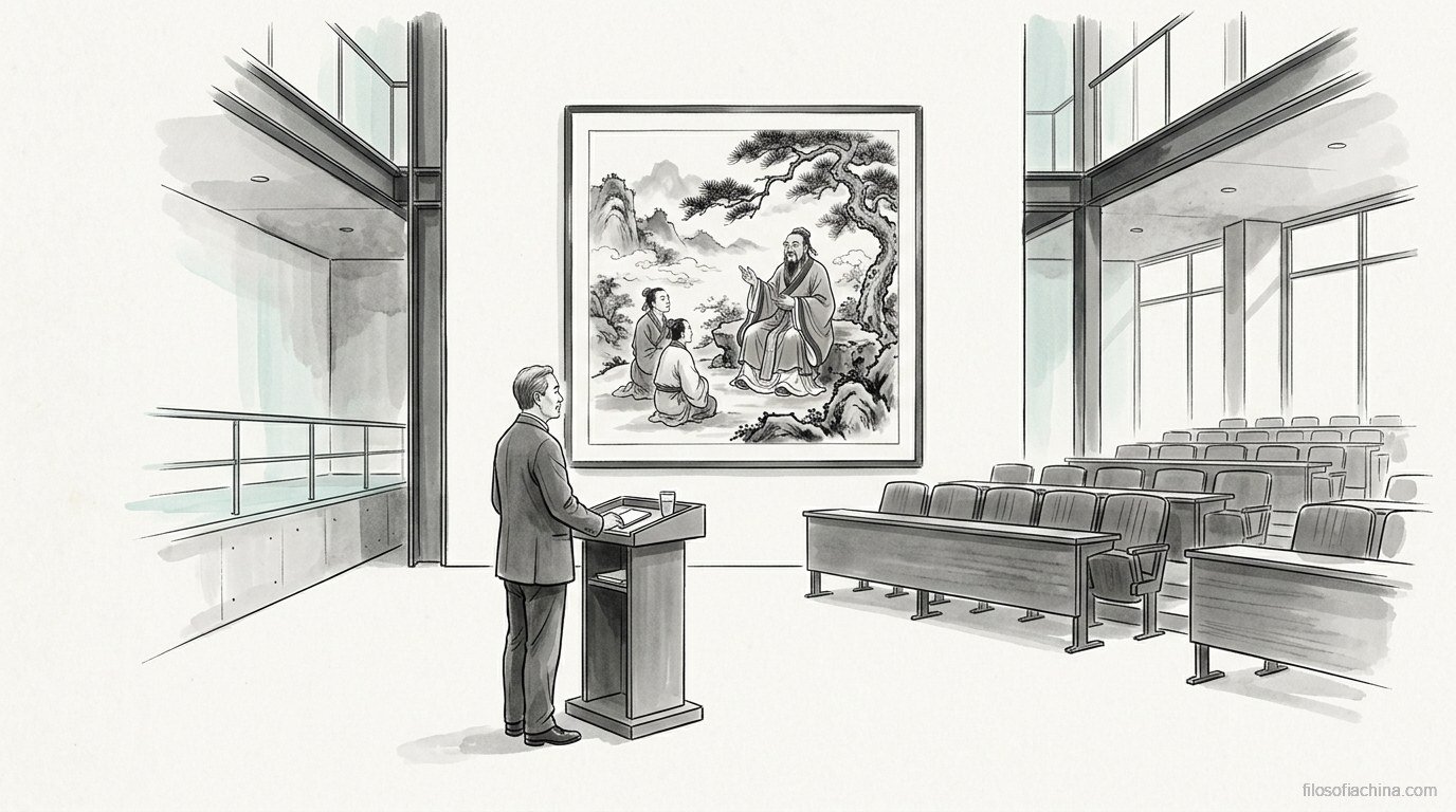 Michael Puett enseñando filosofía china en un aula moderna